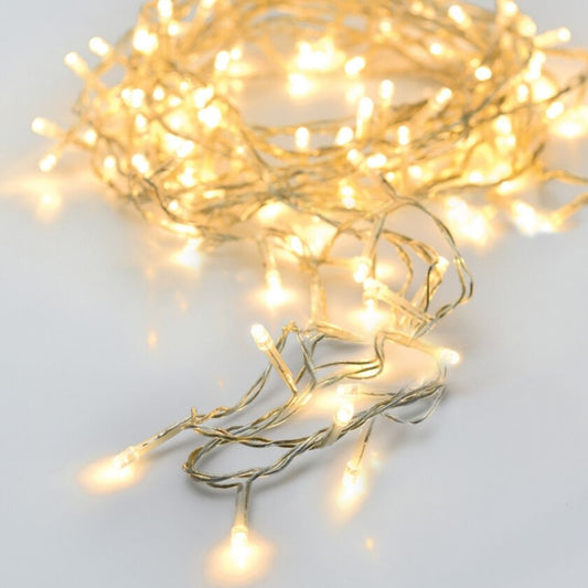 String Lights 96 LEDs Battery Operated Warm White - Clear Cable