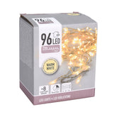 String Lights 96 LEDs Battery Operated Warm White - Clear Cable