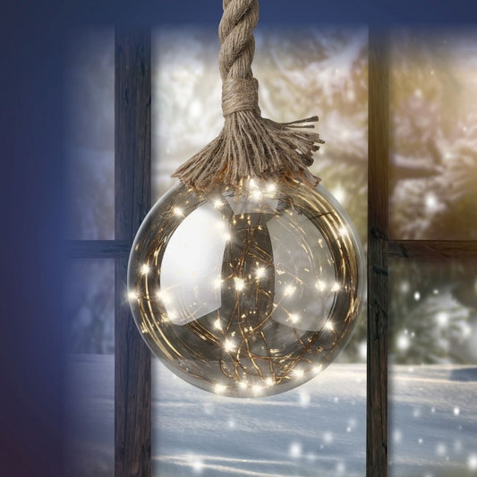 Micro LED Hanging Glass Ball Light 14cm