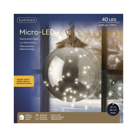 Micro LED Large Hanging Glass Ball Light 20cm