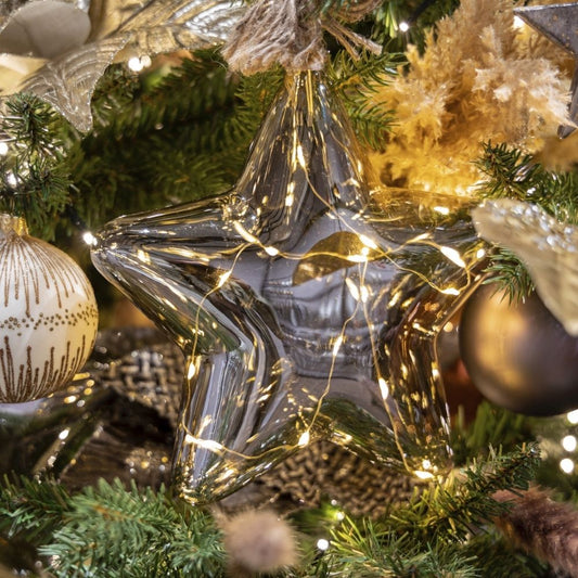 Micro LED Hanging Glass Star Light 20cm