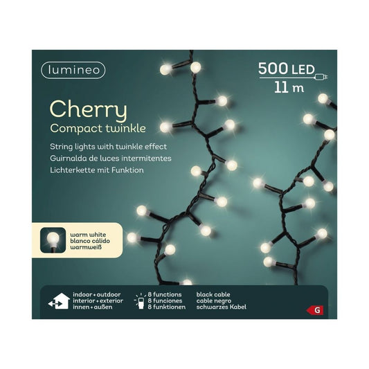 Christmas Compact Cherry String Lights 500 LEDs Warm White