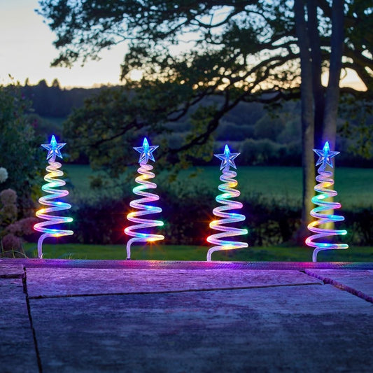 TreeSpiral Stakes - Set of 4 Stake Lights Multi-Coloured