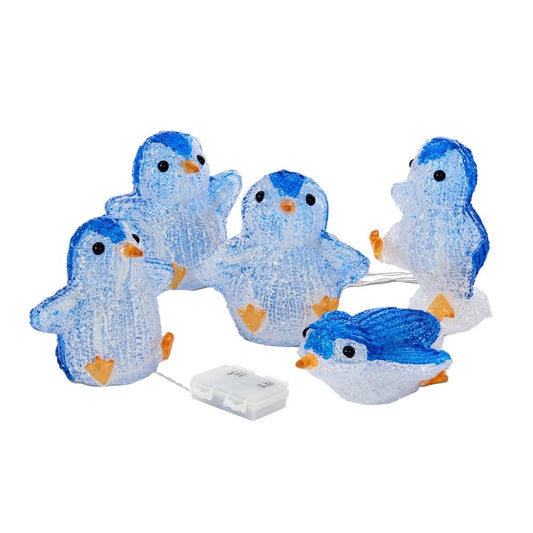 Inlit Ice Penguins - Set of 5 Lit Acrylic Figures