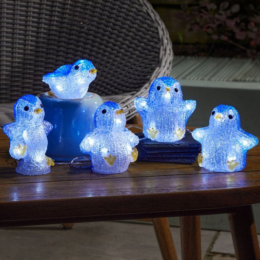 Inlit Ice Penguins - Set of 5 Lit Acrylic Figures