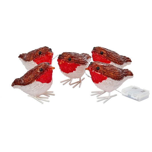 Inlit Ice Robins - Set of 5 Lit Acrylic Figures
