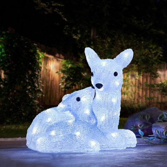 Inlit Ice Doe & Fawn Lit Acrylic Figure 40 LEDs