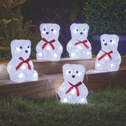 Inlit Ice Polar Bears - Set of 5 Lit Acrylic Figures