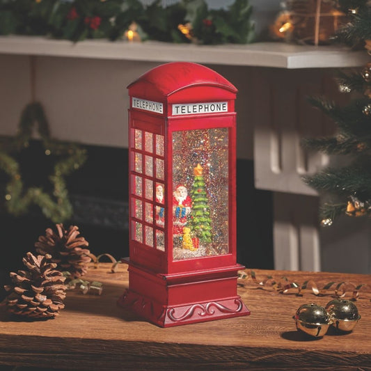 SnowSwirl Santa Telephone Box Water Spinner Light