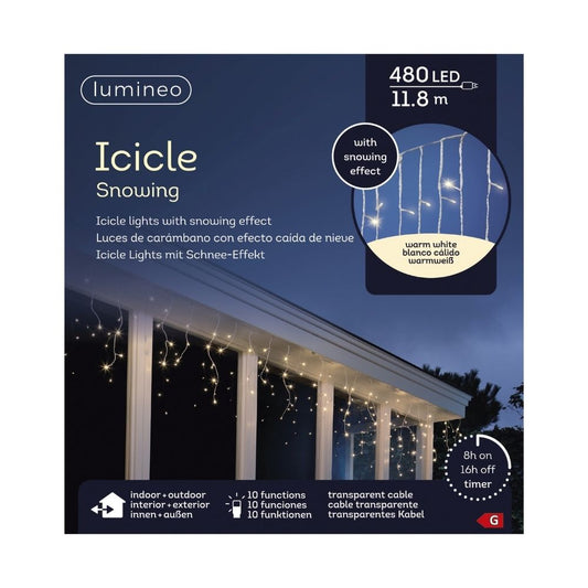 Snowing Effect Outdoor Icicle Lights 480 LEDs Warm White