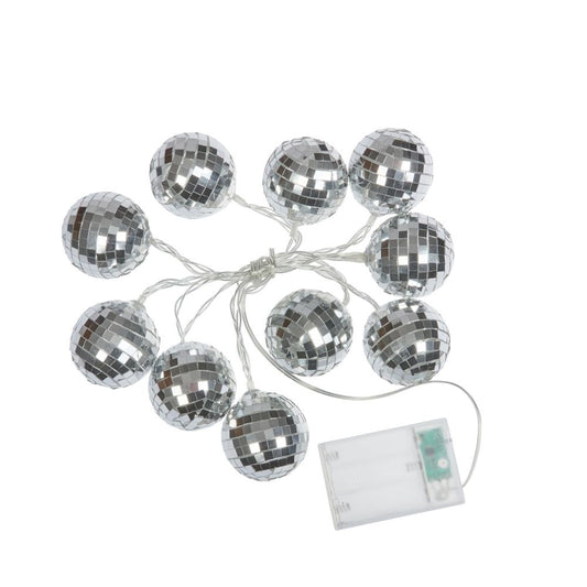 Glitterball String Lights Silver - Set of 10
