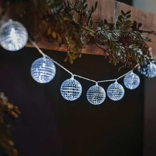 Glitterball String Lights Silver - Set of 10