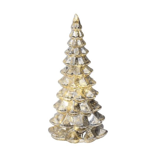 21cm Silver Micro LED Glass Tree Light Warm White