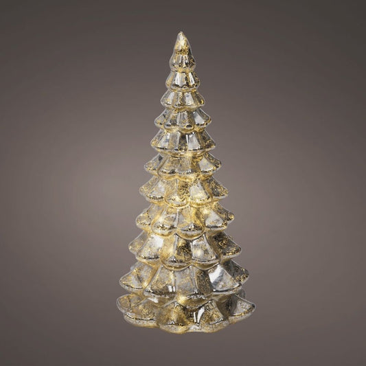 21cm Silver Micro LED Glass Tree Light Warm White