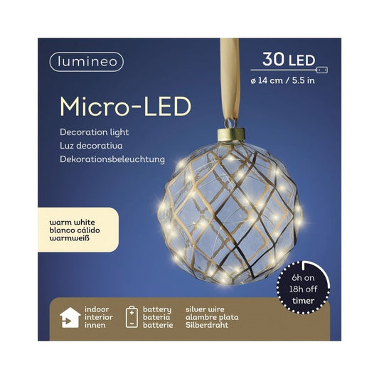 Micro LED Hanging Glass Bauble Light
