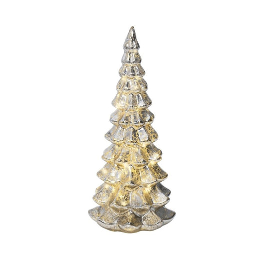 32cm Silver Micro LED Glass Tree Light Warm White