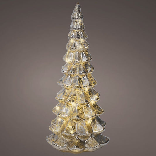 32cm Silver Micro LED Glass Tree Light Warm White