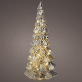 32cm Silver Micro LED Glass Tree Light Warm White