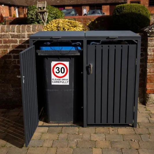 Anthracite Galvanized Steel Wheelie Bin Cover Double