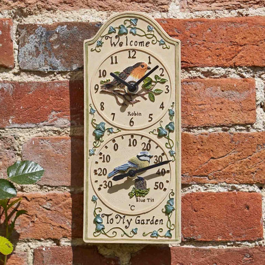Birdberry Wall Clock & Thermometer