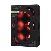 Decoris Christmas Red Shatterproof Baubles (Box of 6)