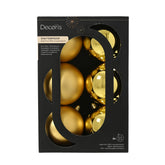 Decoris Gold Shatterproof Baubles (Box of 6)