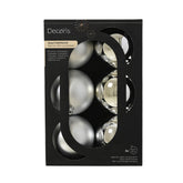 Decoris Silver Shatterproof Baubles (Box of 6)