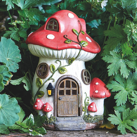Elvendon Mush-Room Lit Solar Fairy House