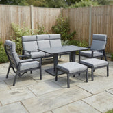 Hollingbourne 3 Seat Reclining Sofa Lounge Set with Pump Action Adjustable Table