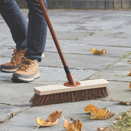 Natural Bristle Garden Broom with Handle 45cm