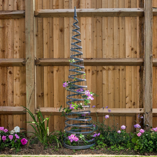 Slate Faux Rattan Obelisk Plant Support 1.5m