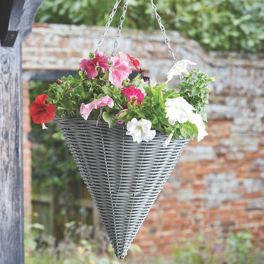 Smart Garden 14" Slate Faux Rattan Hanging Cone