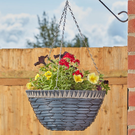 Smart Garden 14" Tulsa Faux Rattan Hanging Basket