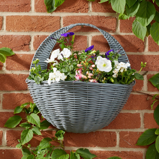 Smart Garden 16" Slate Faux Rattan Wall Basket