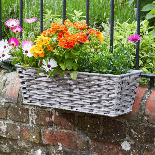 Smart Garden 19" Bari Faux Rattan Planter Soft Grey