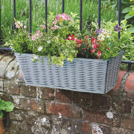 Smart Garden 19" Faux Slate Rattan Hanging Planter