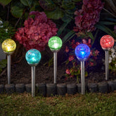 Smart Solar Crackle Globe Stake Light 5pc Carry Pack