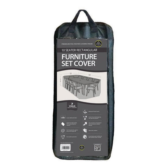Worth Gardening Premium 10 Seater Rectangular Furniture Set Cover Black