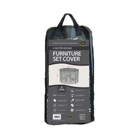 Worth Gardening Premium 4 Seater Round Furniture Set Cover Black