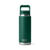 YETI Rambler 26 oz Bottle with Straw Cap Black Forest Green