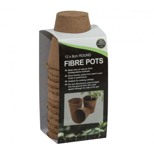 12 8cm Round Fibre Pots