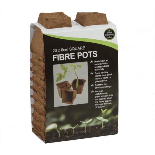 20 6cm Square Fibre Pots