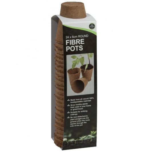 24 6cm Round Fibre Pots