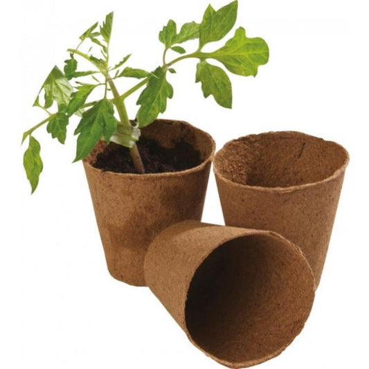 48 x 8cm Round Fibre Pots Extra Value Pack