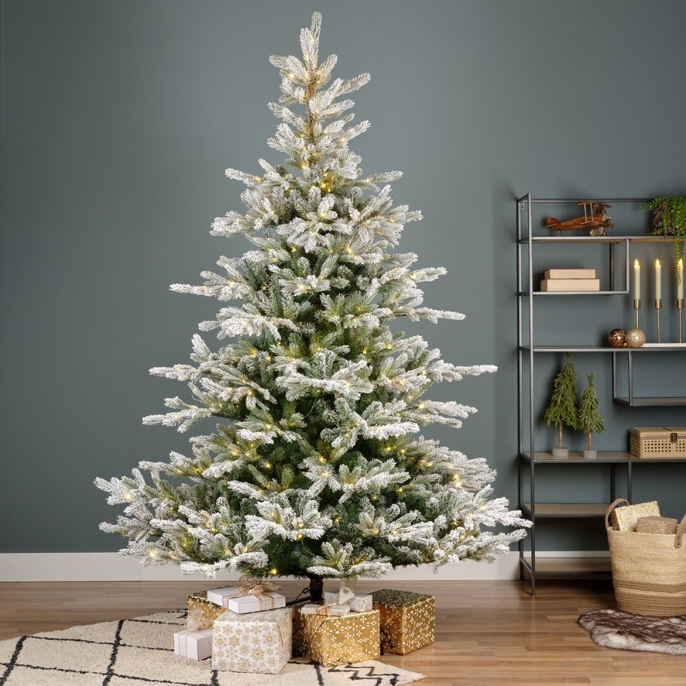 Snowy Grandis Fir Artificial Christmas Tree 7ft Pre-Lit