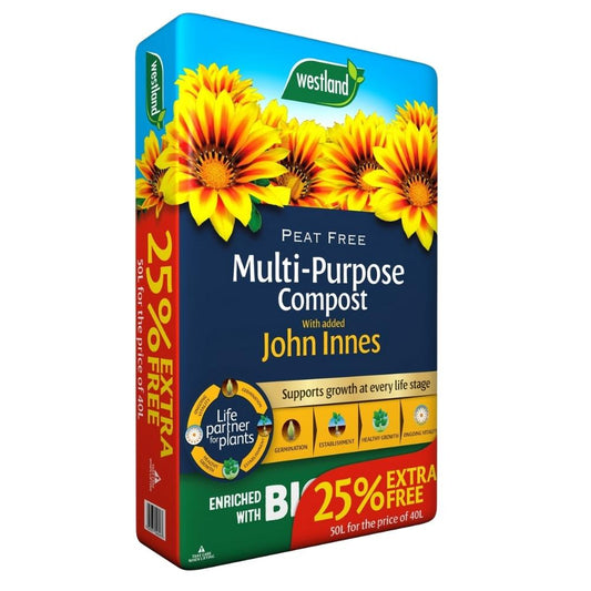 Multi Purpose Peat Free Compost with John Innes 40L + 25% Extra fill