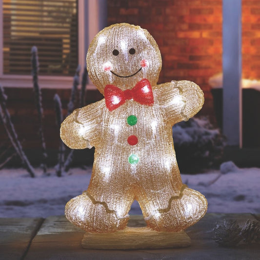 Inlit Ice Gingerbread Boy Lit Acrylic Figure 24 LEDs