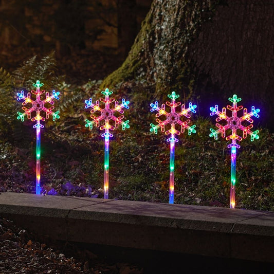 SnowDecor Stakes Large - Set of 4 Stake Lights Multi-Coloured