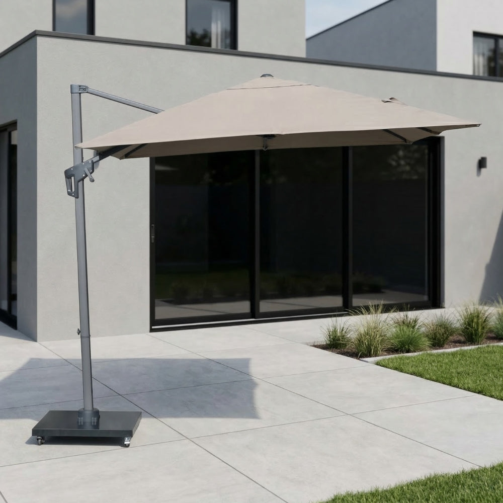 2.5m Square Cantilever Parasol with Taupe Canopy