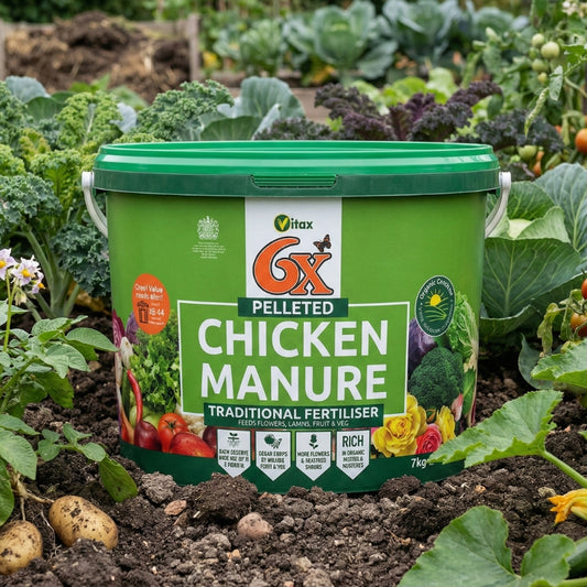 Vitax 6X Pelleted Poultry Manure Organic Fertiliser 7kg Tub